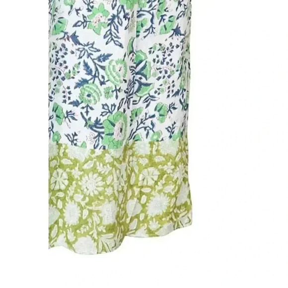 ALIX OF BOHEMIA, NWT Luna Jardin Dress Sz L, Blue White Smocked Handprinted Midi - Picture 8 of 14